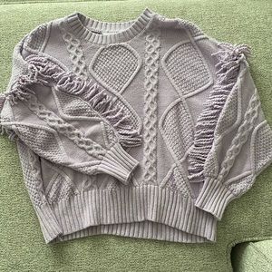Time and Tru Purple Fringe Sweater